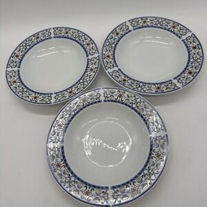 Lynns Vieira Fine China Cereal Bowls, Set Of 3 8.75" Pasta Bowls, Vintage
